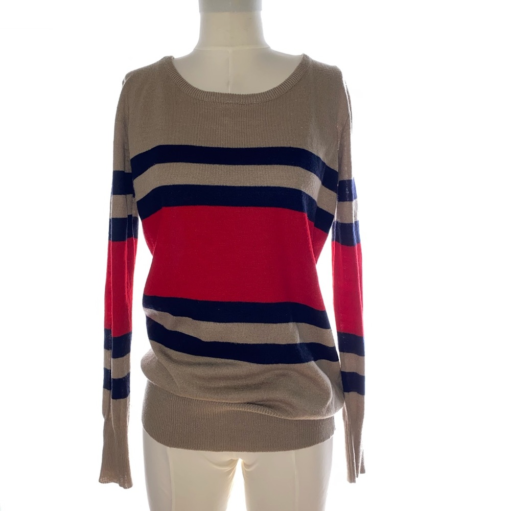 Charming Charlie - tan striped long-sleeved tee